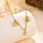 Shiny Geometric Necklace In Stainless Steel With Real Gold Plated Finish - TIRAAYA