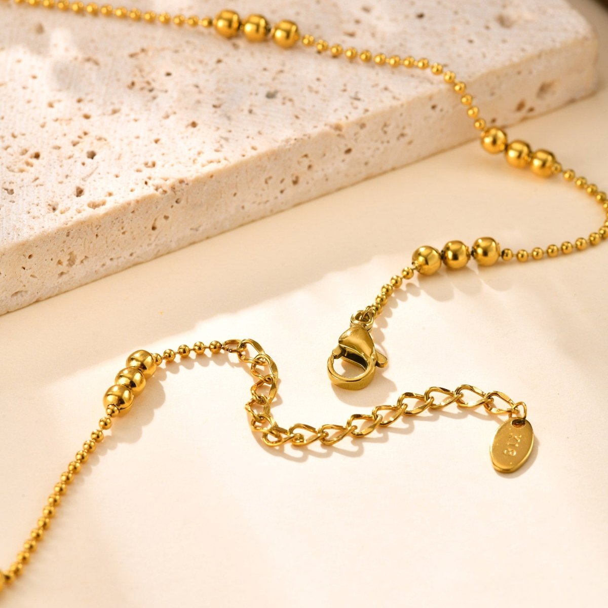 Shiny Geometric Necklace In Stainless Steel With Real Gold Plated Finish - TIRAAYA