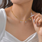 Shiny Geometric Necklace In Stainless Steel With Real Gold Plated Finish - TIRAAYA