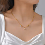 Shiny Geometric Necklace In Stainless Steel With Real Gold Plated Finish - TIRAAYA