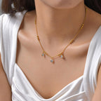 Shiny Geometric Necklace In Stainless Steel With Real Gold Plated Finish - TIRAAYA