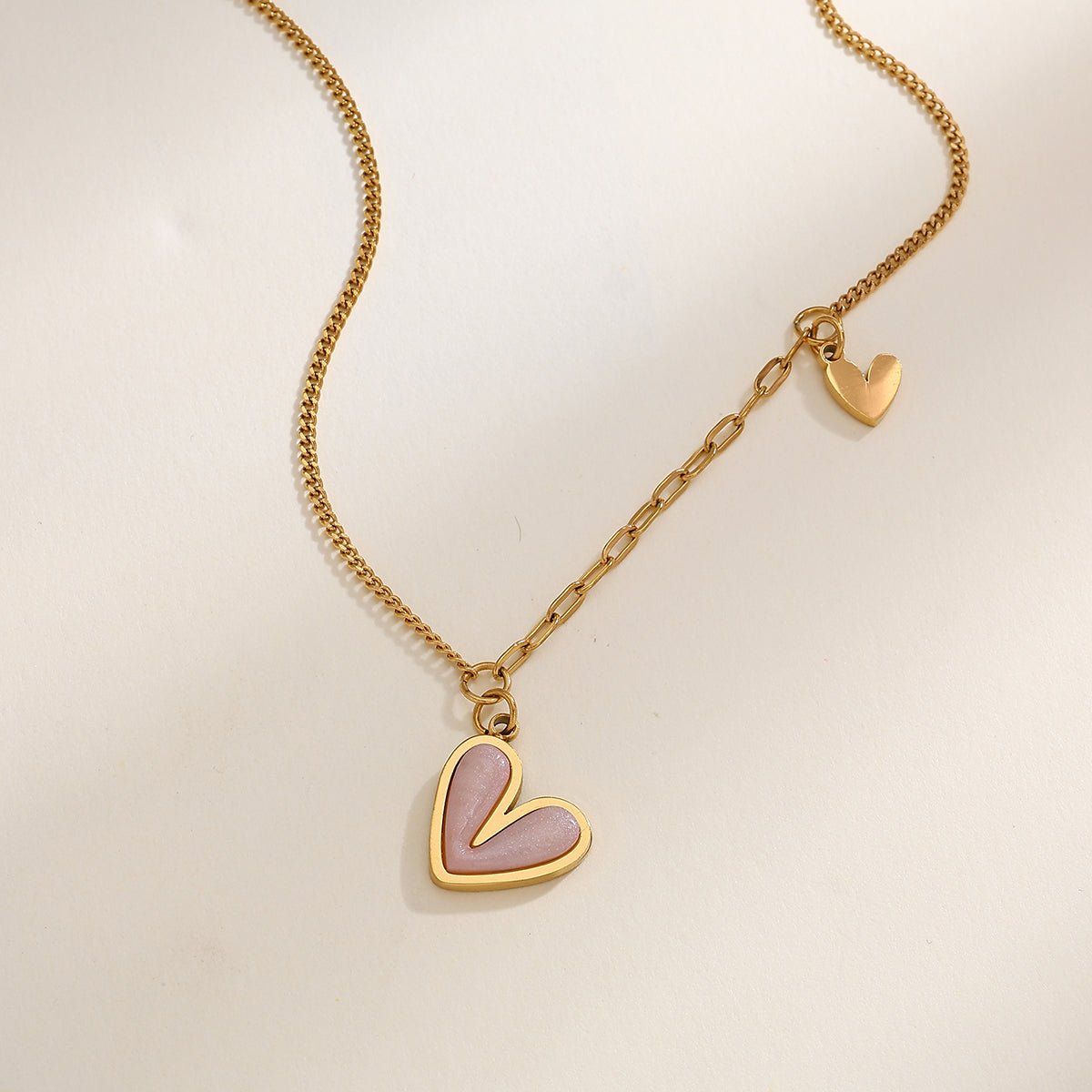 Romantic Heart Shape Gold Plated Stainless Steel Pendant Necklace - TIRAAYA