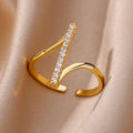 Elegant Geometric Abstract Zircon Copper Open Ring - TIRAAYA