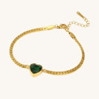 Vintage Heart Green Bracelet With Gold Plated Finish - TIRAAYA