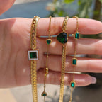 Vintage Heart Green Bracelet With Gold Plated Finish - TIRAAYA