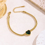 Vintage Heart Green Bracelet With Gold Plated Finish - TIRAAYA