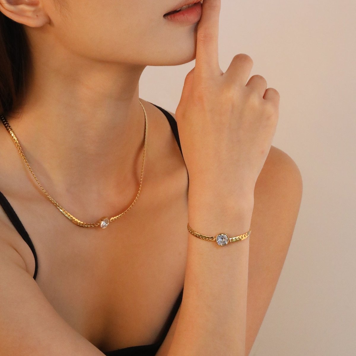 Bold Cuban Link Diamond Gold Plated Stainless Steel Necklace - TIRAAYA