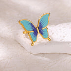 Colorful Geometric Open Ring With Enamel And Gold Plated Finish - TIRAAYA