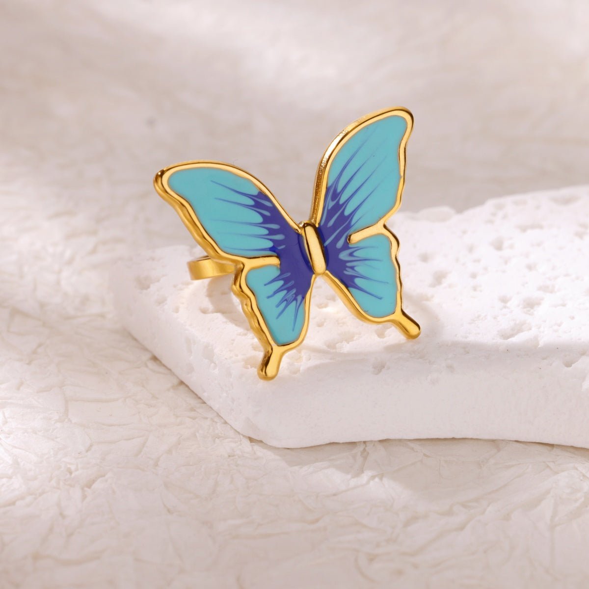 Colorful Geometric Open Ring With Enamel And Gold Plated Finish - TIRAAYA
