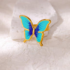 Colorful Geometric Open Ring With Enamel And Gold Plated Finish - TIRAAYA