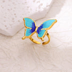 Colorful Geometric Open Ring With Enamel And Gold Plated Finish - TIRAAYA