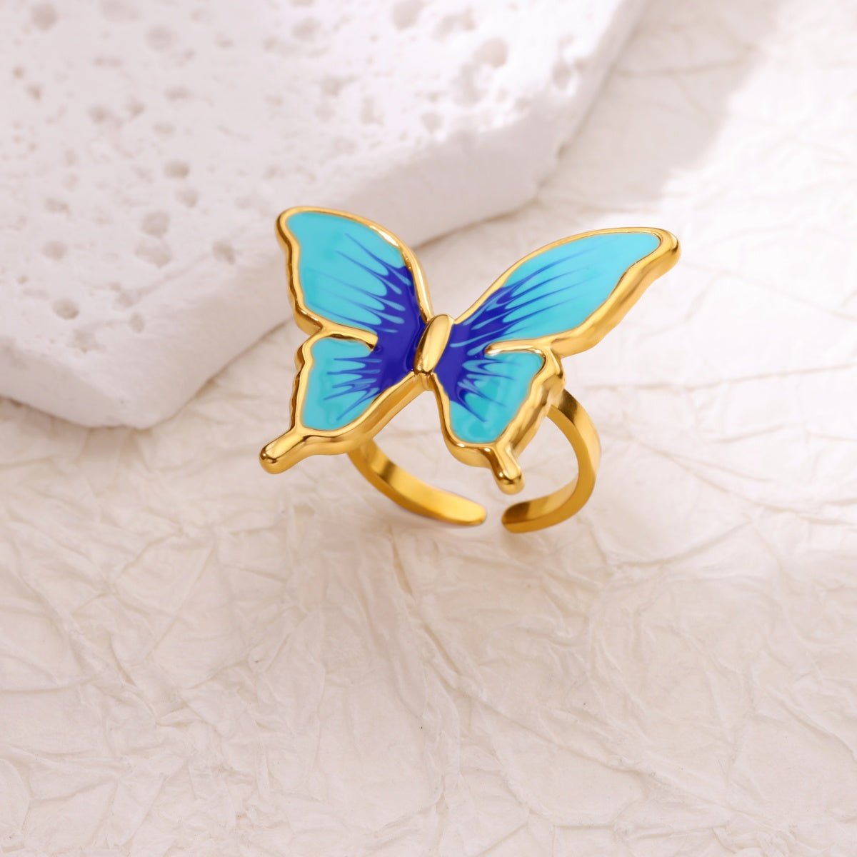 Colorful Geometric Open Ring With Enamel And Gold Plated Finish - TIRAAYA