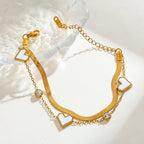 Charming Heart Shape Gold Plated Stainless Steel Bracelet - TIRAAYA