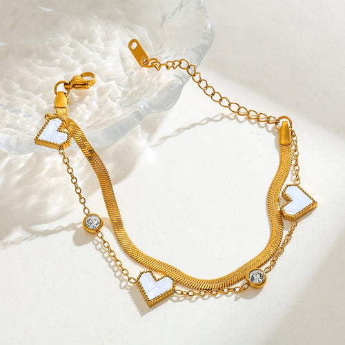 Charming Heart Shape Gold Plated Stainless Steel Bracelet - TIRAAYA