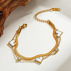 Charming Heart Shape Gold Plated Stainless Steel Bracelet - TIRAAYA