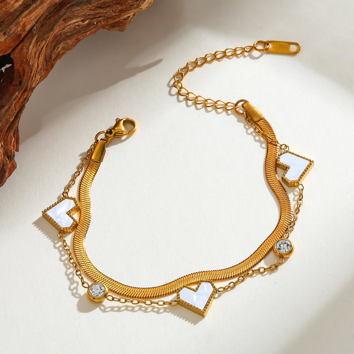 Charming Heart Shape Gold Plated Stainless Steel Bracelet - TIRAAYA