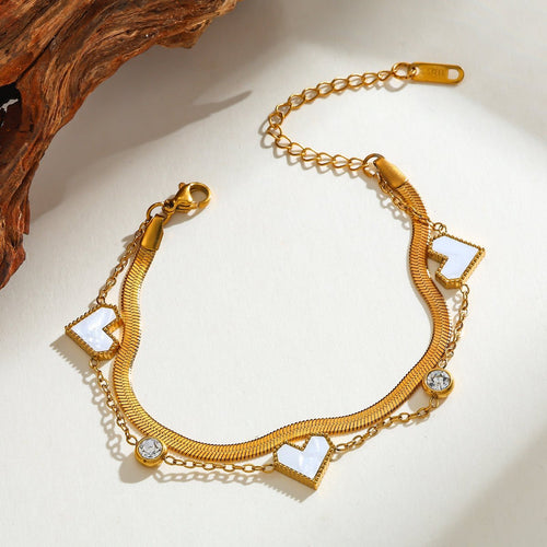 Charming Heart Shape Gold Plated Stainless Steel Bracelet - TIRAAYA