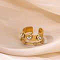Elegant Geometric Printed Ring In Stainless Steel With Gold Plated Finish - TIRAAYA