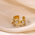 Elegant Geometric Printed Ring In Stainless Steel With Gold Plated Finish - TIRAAYA