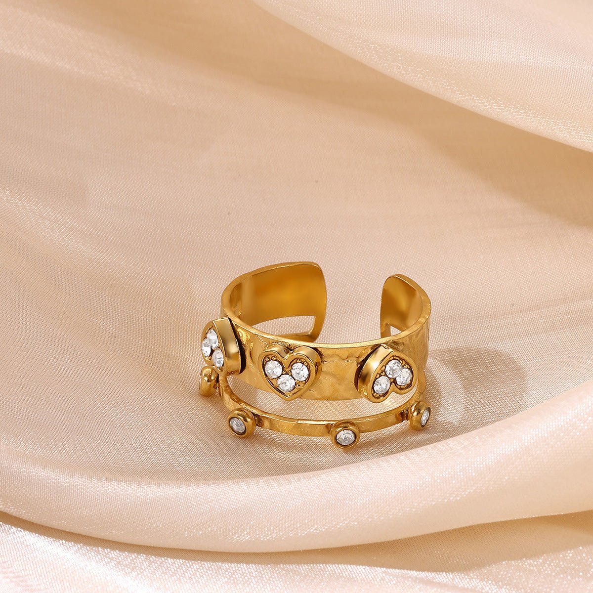 Elegant Geometric Printed Ring In Stainless Steel With Gold Plated Finish - TIRAAYA