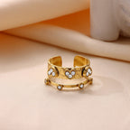 Elegant Geometric Printed Ring In Stainless Steel With Gold Plated Finish - TIRAAYA