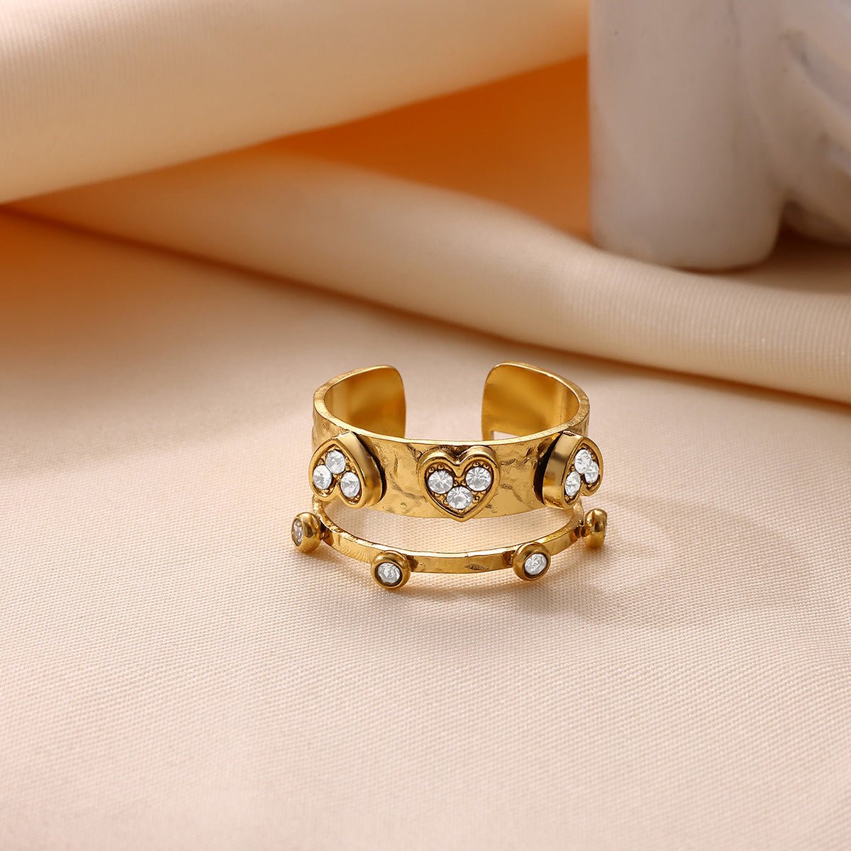 Elegant Geometric Printed Ring In Stainless Steel With Gold Plated Finish - TIRAAYA