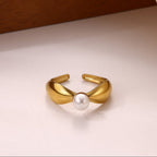 Elegant Geometric Printed Ring With 18K Gold Plated Finish - TIRAAYA