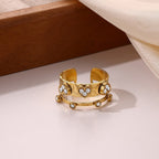 Elegant Geometric Printed Ring In Stainless Steel With Gold Plated Finish - TIRAAYA