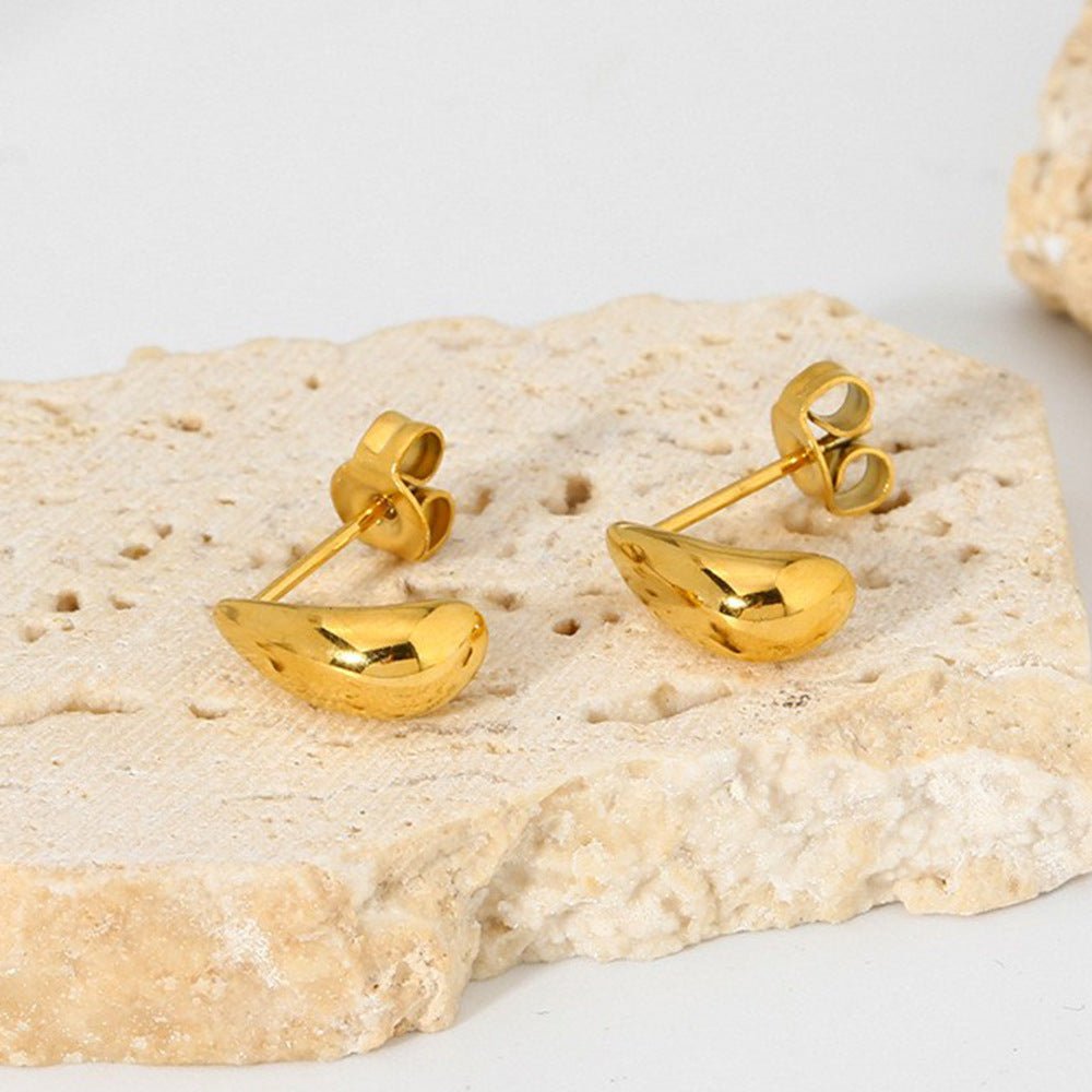 Elegant Mini Water Drop Gold Plated Stainless Steel Earrings - TIRAAYA