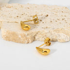 Elegant Mini Water Drop Gold Plated Stainless Steel Earrings - TIRAAYA