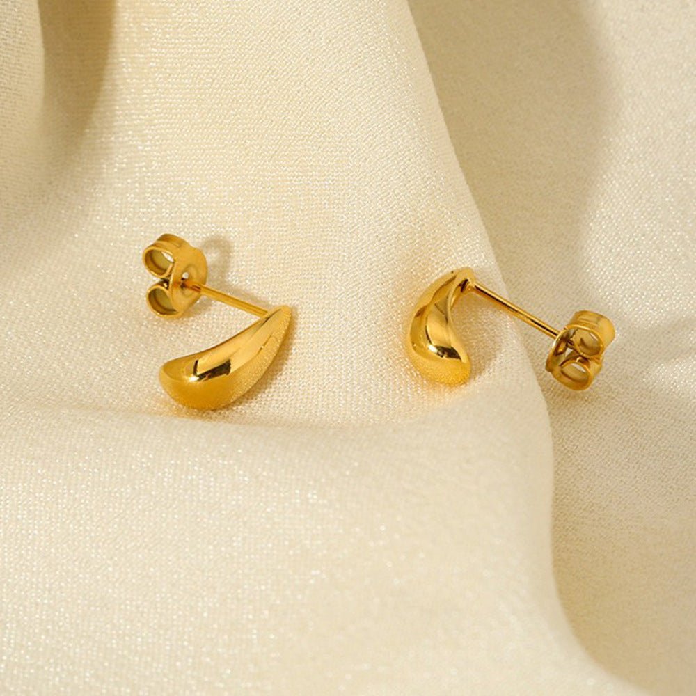 Elegant Mini Water Drop Gold Plated Stainless Steel Earrings - TIRAAYA