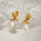 Elegant Pearl Chili Stud Earrings With Gold Plated Finish - TIRAAYA