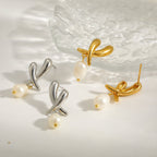 Elegant Pearl Chili Stud Earrings With Gold Plated Finish - TIRAAYA