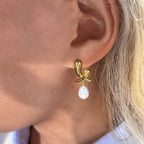 Elegant Pearl Chili Stud Earrings With Gold Plated Finish - TIRAAYA