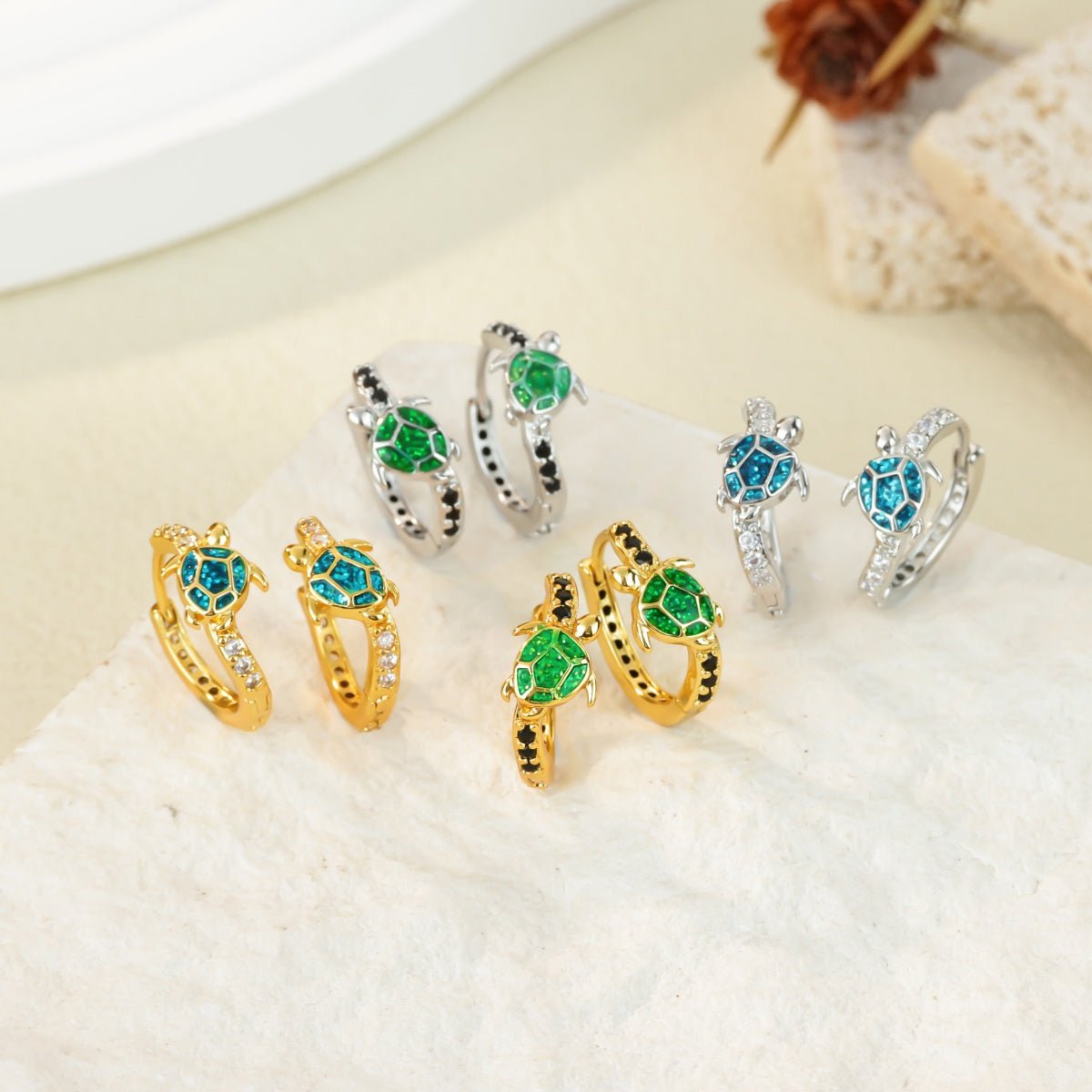 Elegant Three Dimensional Stud Earrings With Zircon Gold Plated Finish - TIRAAYA