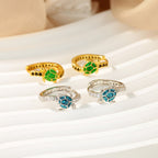 Elegant Three Dimensional Stud Earrings With Zircon Gold Plated Finish - TIRAAYA