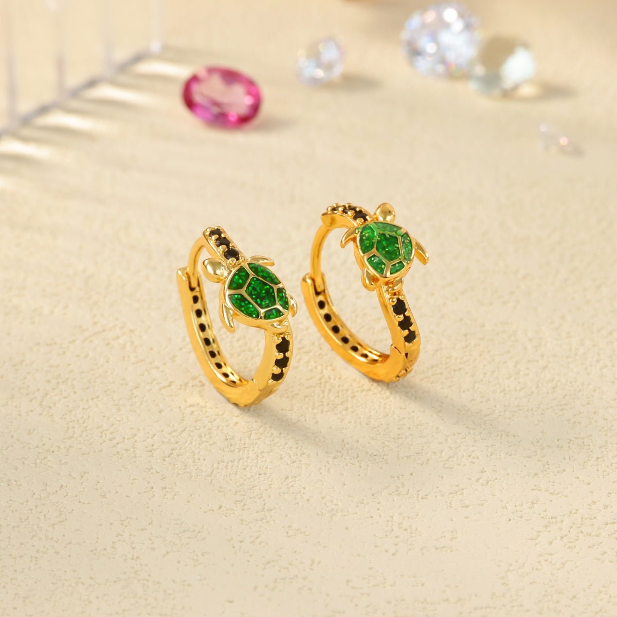 Elegant Three Dimensional Stud Earrings With Zircon Gold Plated Finish - TIRAAYA