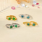 Elegant Three Dimensional Stud Earrings With Zircon Gold Plated Finish - TIRAAYA