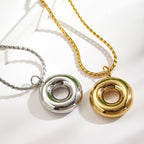 Geometric Hollow Circle Pendant Necklace With Gold And Platinum Finish - TIRAAYA