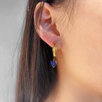 Vintage Ocean Heart Zircon Gold Plated Stainless Steel Ear Studs - TIRAAYA