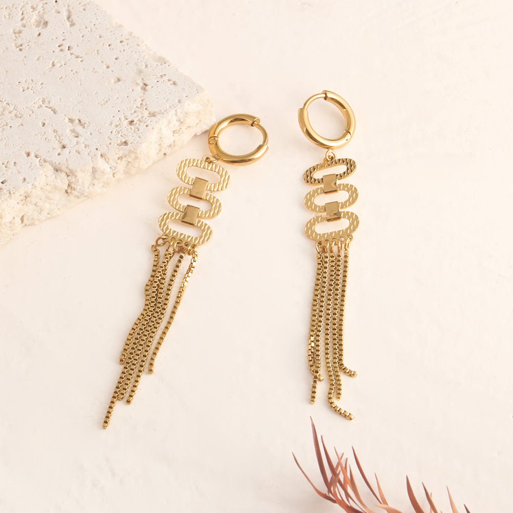 Vintage Tassel Ocean Style Gold Plated Stainless Steel Earrings - TIRAAYA