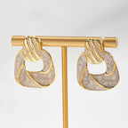 Vintage Geometric Oil Drop Gold Plated Stainless Steel Earrings - TIRAAYA