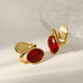 Geometric Earrings And Necklace With Gold Plated Finish - TIRAAYA