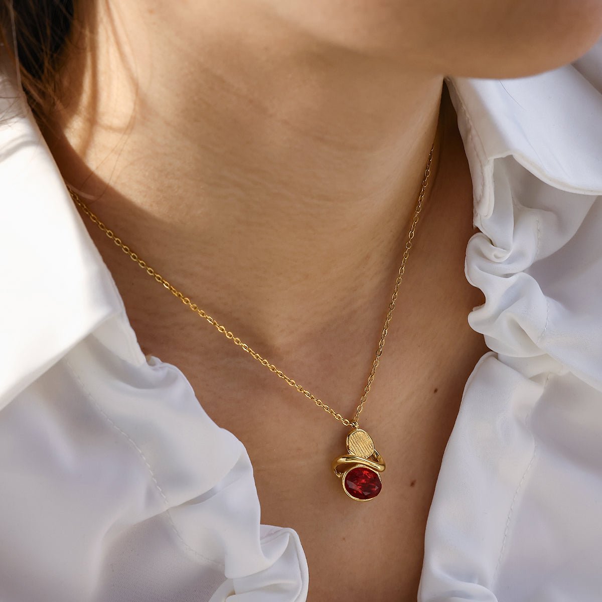 Geometric Earrings And Necklace With Gold Plated Finish - TIRAAYA