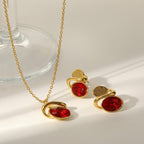 Geometric Earrings And Necklace With Gold Plated Finish - TIRAAYA