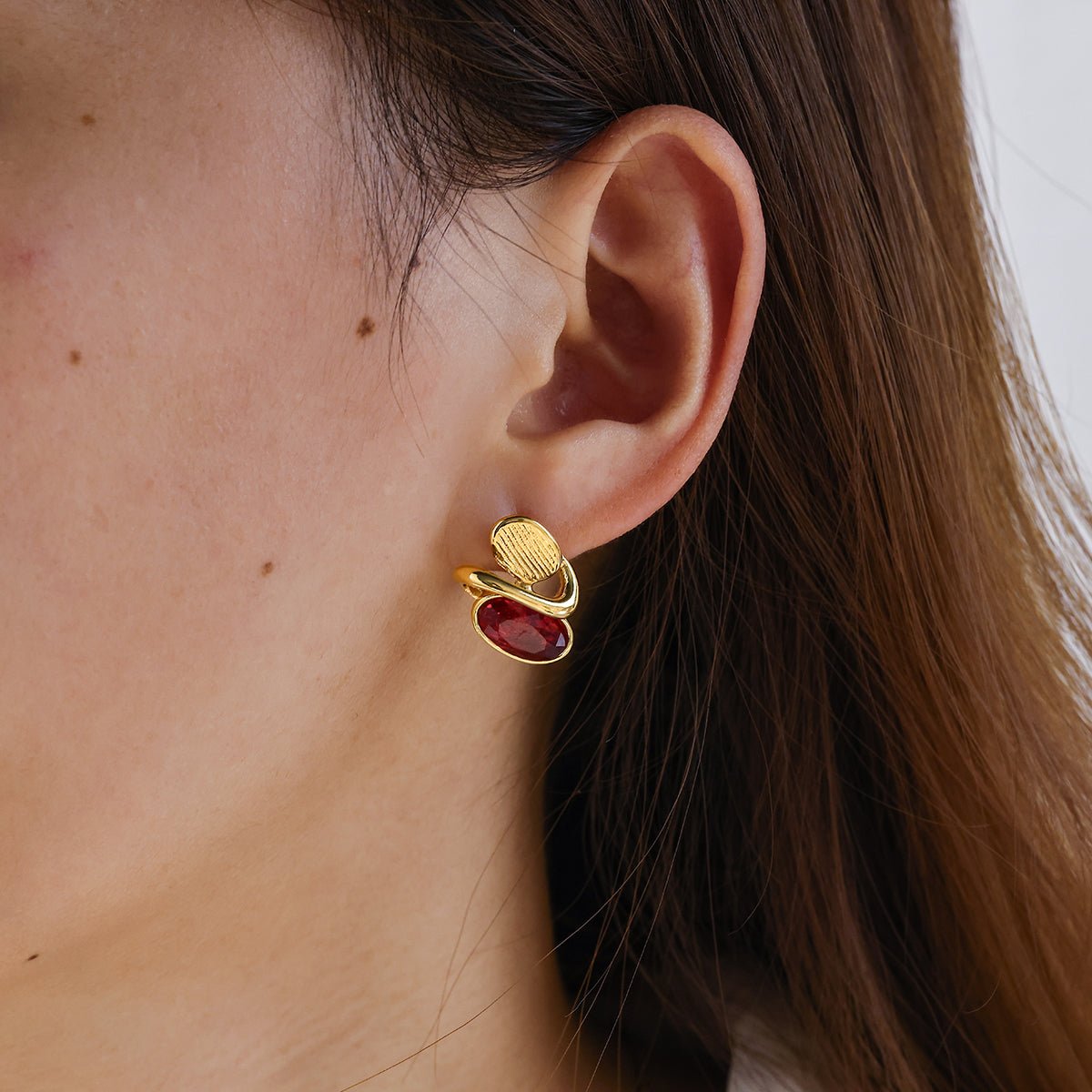 Geometric Earrings And Necklace With Gold Plated Finish - TIRAAYA