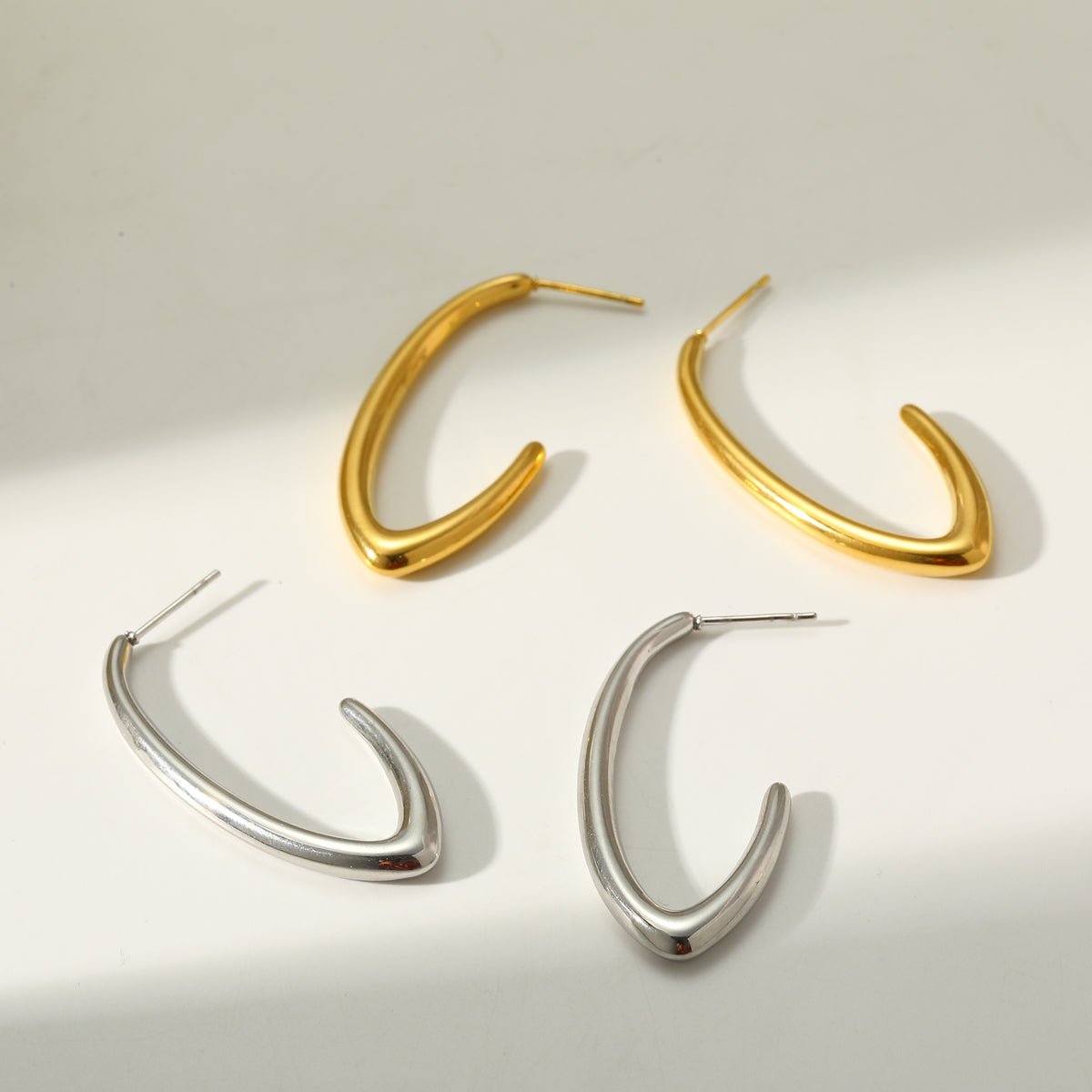 Modern Irregular Geometric Gold Plated Stainless Steel Stud Earrings - TIRAAYA
