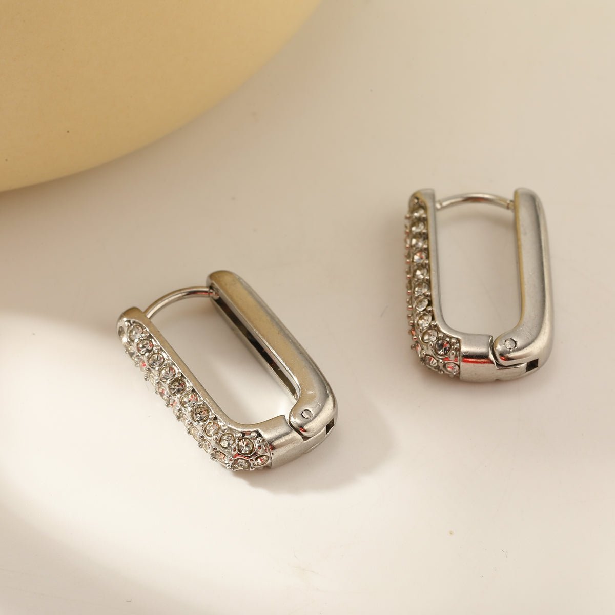 Modern Paper Clip Zircon Gold Plated Stainless Steel Small Earrings - TIRAAYA