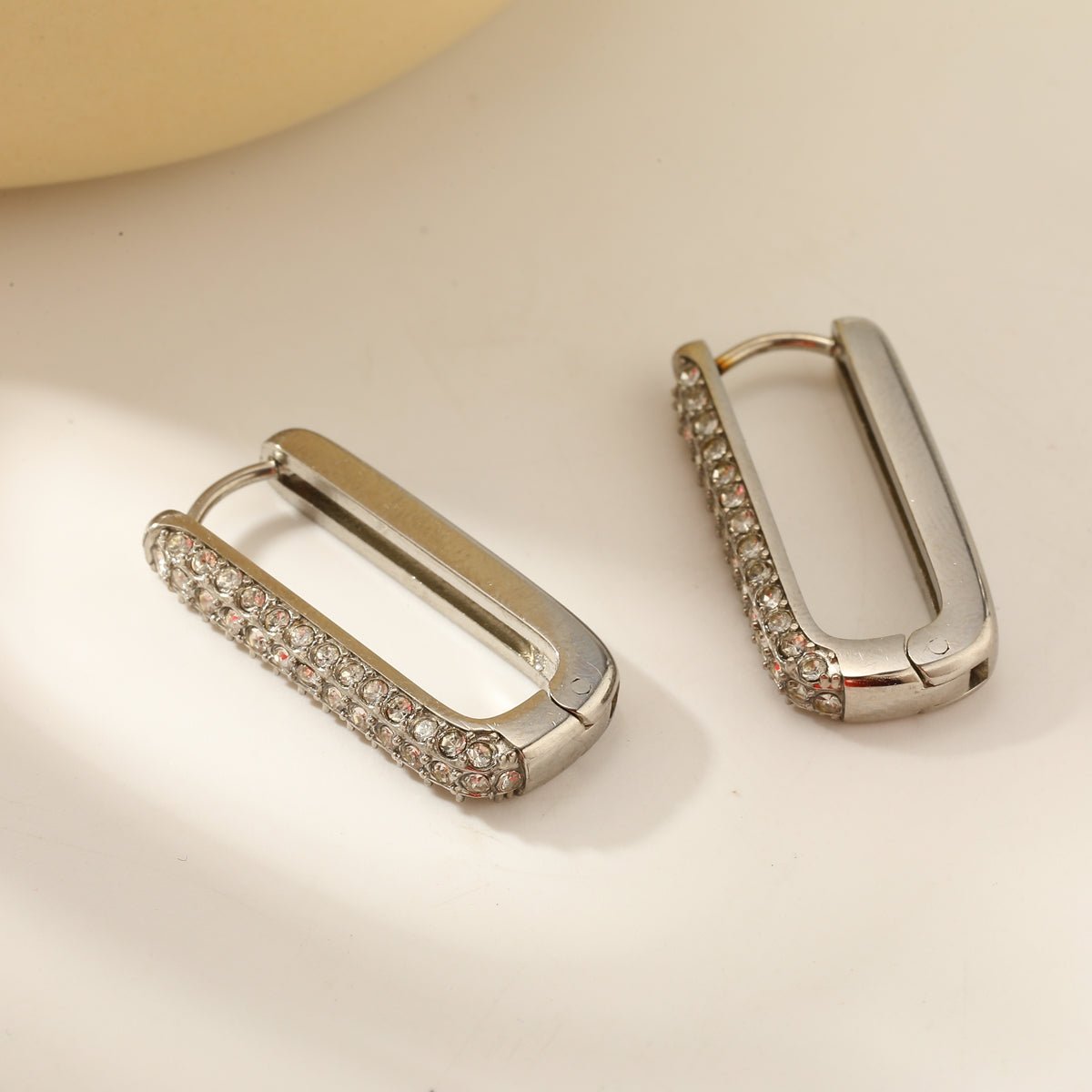 Modern Paper Clip Zircon Gold Plated Stainless Steel Large Earrings - TIRAAYA