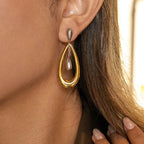 Minimalist Asymmetric Water Drop Gold Silver Stainless Steel Earrings - TIRAAYA